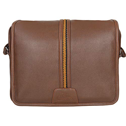 Leather World Tan 14.5 inch Pu Leather Unisex Laptop Bag for Men Office Bag for Men Messenger Bag (B07Q9YDYQ3) Amazon Price History, Amazon Price Tracker