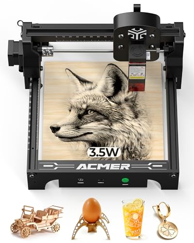 ACMER T1 3.5 W Graveur Laser, Mini-Graveur Machine Portable, Découpe Laser Haute PréCision de 0,01 mm, Zone de Travail de 130 X 130 mm, Gravure sur Bois,...