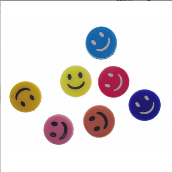 Jinshining Blue Smiling Emoji Tennis Racket Vibration Dampener Soft Silicon Racket Dampener Cartoon Shape Tennis Racquet Shock Absorbers Tennis Racket for Racquetball
