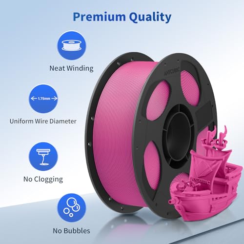 Image of ANYCUBIC PLA 3D Printer Filament, 3D Printing PLA Filament 1.75mm Dimensional Accuracy + /- 0.02mm, 1KG Reusable Spool (2.2 lbs), Magenta