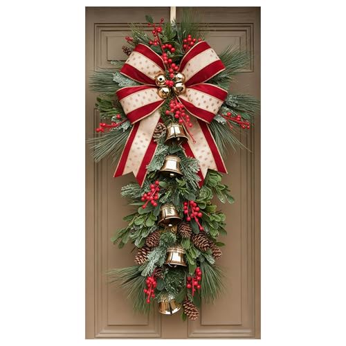 Weihnachtsdeko Tür,Weihnachtskranz Weihnachten Tür Abdeckung...