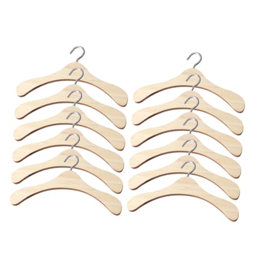 SOLUSTRE 12Pcs Doll Clothes Hangers Sturdy Clothes Holders for Organizing Doll Outfits Smooth Surface for Safe Use for Displaying Dresses and Casual Wear