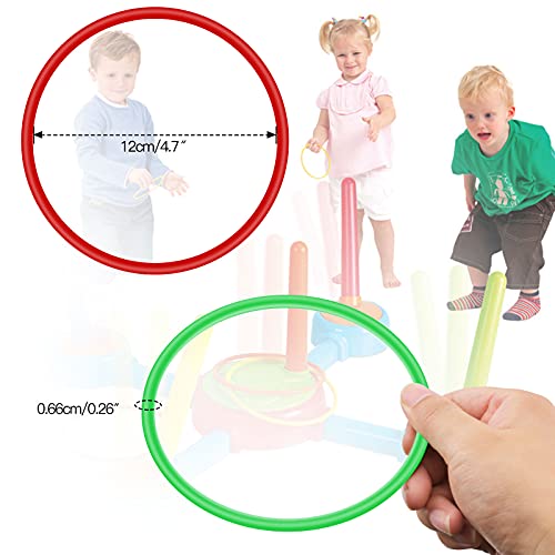 OOTSR 12 stücke Kunststoff Toss Ringe Set für Ring Toss Spiel, Drinnen draußen Kinder Target Übungsspiele, Party Favor Spiele, Karneval, Garten (6 Farben)