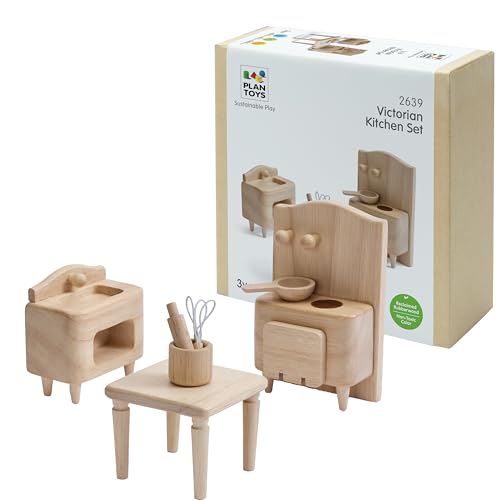 Juego de cocina de madera PlanToys para casa de muñecas victoriana