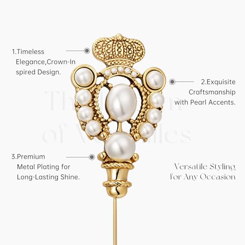 Image of SHE'S FREE STYLE JUST FOR YOU [Versailles Dream] Vintage crown flower brooches and pins for women, Pearl brooch pins Metal Plating Process safety pins Baroque Style jewelry pins and brooches