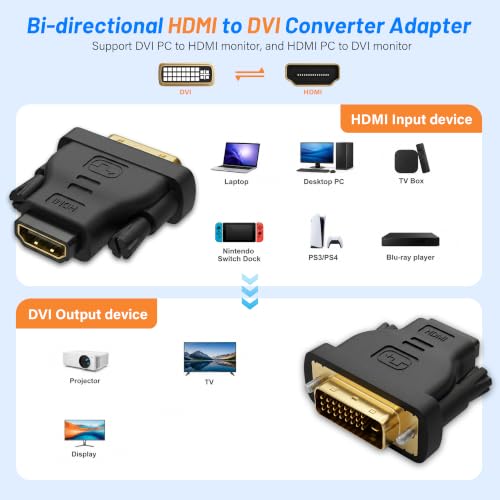 Adaptador HDMI hembra a DVI macho componentes de vídeo digital pack 10 conectores 5