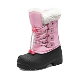 DREAM PAIRS Boys & Girls Waterproof Winter Snow Boots for Little Kid/Big Kid,Size 10 Toddler,Grey/Pink,MAPLE