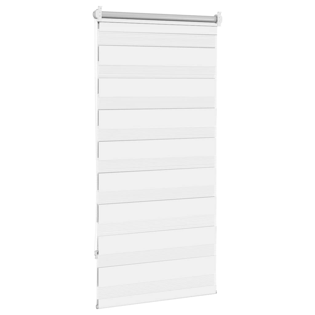 Store enrouleur double 80 x 150 cm blanc sans perçage support design zèbre tissu transparent et opaque filtre lumière moderne pour salon, chambre, bureau, cuisine