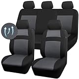 CAR PASS 3D Air Mesh Seat Cover Full Sets, Charcoal Car Seat Cover with 5mm Composite Sponge Inside,Airbag Compatible Universal Fit for SUV,Vans,sedans, Trucks, Automotive Interior Covers(Black Gray)
