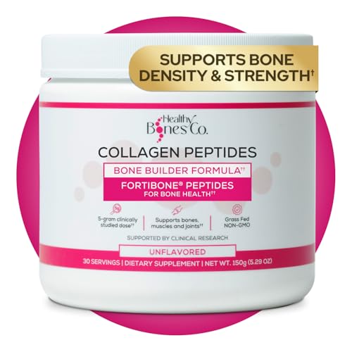 FORTIBONE Collagen Peptides Essential Bone Builder Hydrolyzed Collagen Powder for Women & Men, Clinically-Supported for Bone Strength & Density, Gluten Free & Dairy Free - Unflavored (30 Servings)