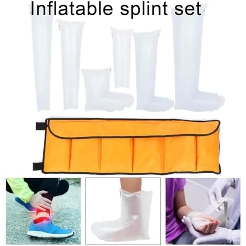 Kit d'attelles gonflables, ensemble d'attelles d'air de premiers secours avec pompe à main, attelles transmissibles pour rayons X d'urgence pour main, poignet, bras, jambe, cheville