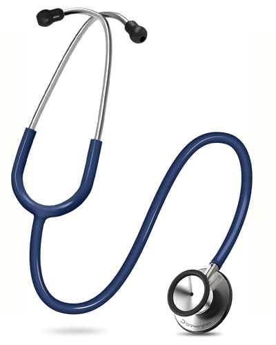 Image of FriCARE Dual Head Stethoscope - Stethoscopes for Nurses, Medical Nursing Students, Paramedics /EMT /LVN /VNA Backup Estetoscopio, Navy Blue Tube, Stainless Steel Chestpiece