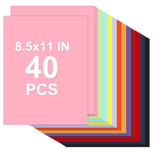Cardstock 8.5 x 11, 10 Colors Colored Printer Paper 75 lb/200 gsm, 40 Sheets Colored Card Stock, Assorted Colors Construction Paper for Invitations, Diy Cards, Business Cards, Drawing etc