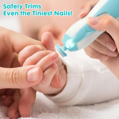 Image of Henrycares Baby Nail Trimmer Electric with Light | Baby Nail Filer & Newborn Nail Cutter Safe | Baby Nail Clipper Electric India, Infant Nail File Machine | Baby Grooming Kit for Toddler & Kids (6 Heads, Multicolor)