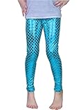 Frogwill Little Girls Mermaid Scale Leggings Fish Pants 3-11 Years (7/8Y,130cm, Blue)