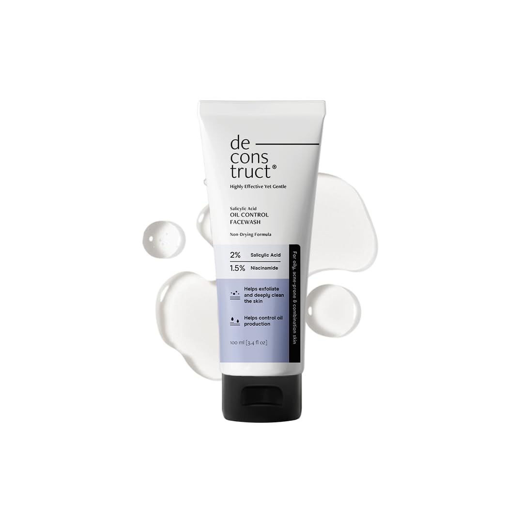 Deconstruct Oil Control Face Wash | 0.5% Salicylic Acid & 1% Niacinamide | Controls oil, reduces acne | Calms & refreshes skin with a cooling feel | For oily, acne & pimple-prone skin|100ml