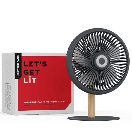 Image of NUUK LIT Cordless & Rechargeable 7 Inch Table Fan with Night Light & Remote Control | Auto Oscillation with 4 Wind Modes | BLDC Fan with Up To 12 Hour Run Time | Portable Table Fan for Home, Office