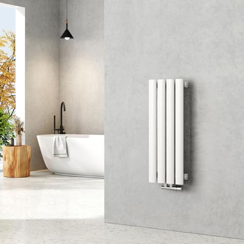 EMKE Heizkörper Klein 600x240mm, Oval Paneelheizkörper Mittelanschluss Vertikal Heizkörper Design Röhrenheizkörper Einlagig Weiß 177 Watt EMKE Heizkörper Klein 600x240mm, Oval Paneelheizkörper Mittelanschluss Vertikal Heizkörper Design Röhrenheizkörper Einlagig Weiß 177 Watt