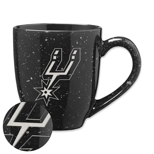 Rico Industries NBA Basketball San Antonio Spurs Primary 16 oz Team Color Laser Engraved Speckled Ceramic Coffee Mug