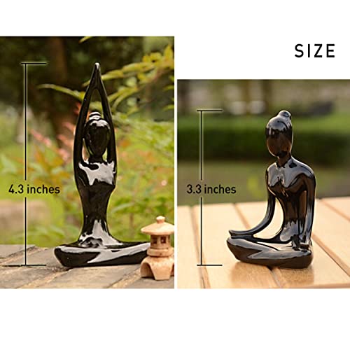 Owmell Meditation Yoga Pose Statue, Ceramic Room Décor, Zen Yoga Figurine For Home Decoration Black Set Of 4 #TOP5