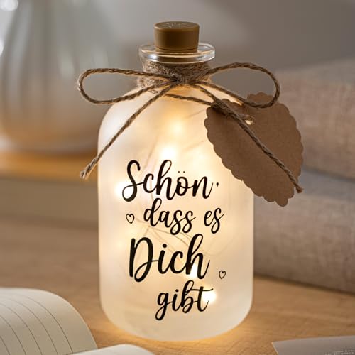 BBTO LED Flaschenlicht mit Spruch Schön dass Es Dich Gibt Geschenke...