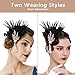 BABEYOND Art Deco 1920's Flapper Great Gatsby Inspired Leaf Medallion Pearl Headband Black Feather