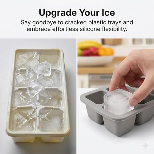 Molde para cubitos de hielo de silicona con tapa gris miniatura 7