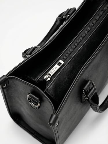 Image of Siza Premium Women's Handbag, PU Leather Tote Bag with Dual Zip Compartments for Office and Style, Padded Laptop or Devices Sleeve, Detachable Shoulder Strap, Structured Formal Bag for Women