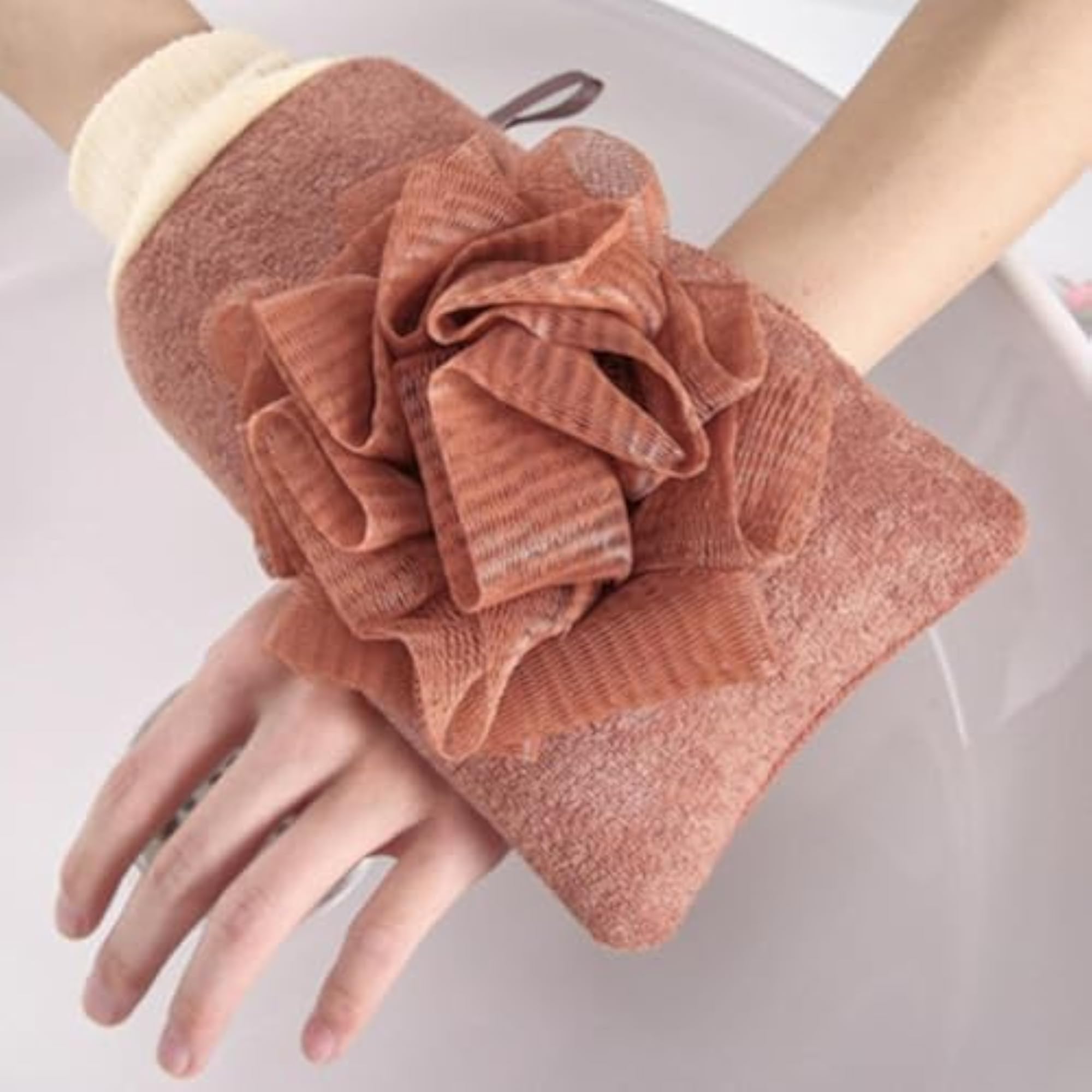 Exfoliating Bath Glove Shower Skin Care Scrubber Mitt Blue