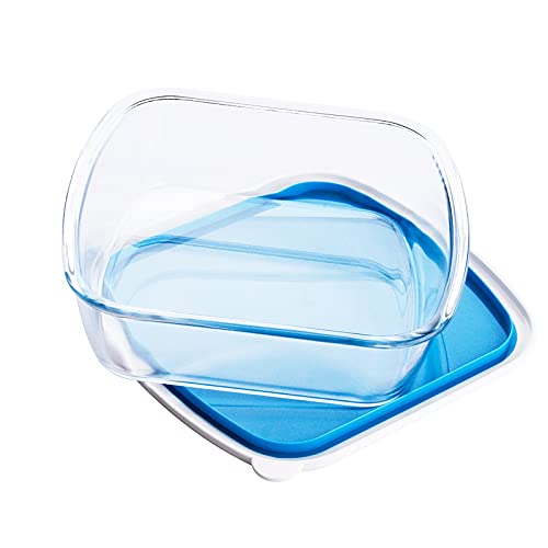 Glass Baking Dish with Plastic lids, Container with BPA Free Lids, Glass Casserole for Lasagna, Leftovers, Cooking, Kitchen, Freezer-to-Oven and Dishwasher (2.6-Quart Square)