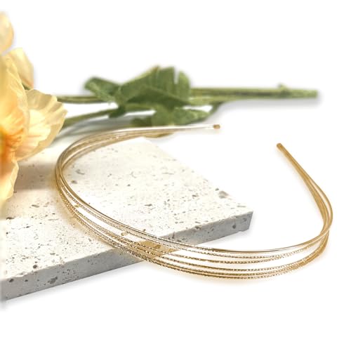 SJUIEO Damen-Haarreif aus Metall, mehrschichtig, dünn, silberfarben, modisches Accessoire, rutschfest, verstellbar, geeignet für die tägliche Freizeit, zum Waschen, für Partys (Gold, Extra breit)