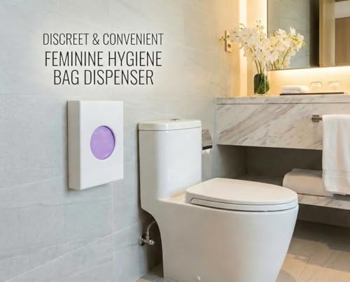Image of Feminine Hygiene Disposal Bag Dispenser with Refill Bags - Sanitary Napkin & Tampon Disposal System for Restrooms - White (Pack of 2)