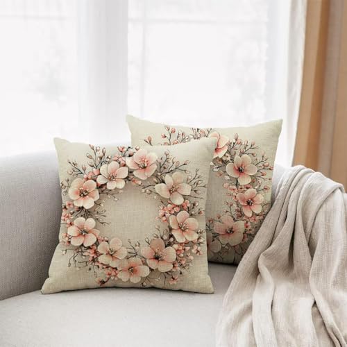 Housses de Coussin Canapé Beige 24x24 Extérieur Imperméable Lin Idéal