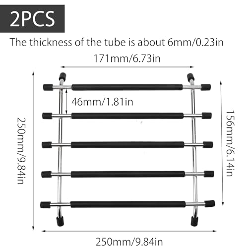Trivets for Kitchen Worktops 2PCS, Black Kitchen Worktop Protector, Stainless Steel Worktop Protectors Heat Resistant Anti Slip Base Trivet for Hot Pans Heatproof Kitchen Accessories