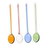 STOBAZA 4 piezas Cucharas de Vidrio Resistentes al Calor Cucharas Largas para Café Té Postres Miel Hogar Cafetería Reutilizable