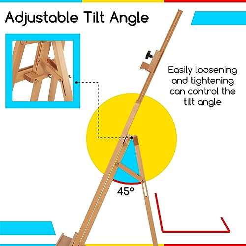 Image of MEEDEN Painting Wooden Art Easel: Solid Beechwood, Hold Canvas up to 43 inch