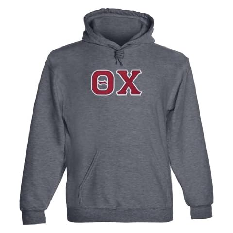 Fashion Greek Theta Chi Twill Letter Hoody Drk HTH Medium Dark-Heather Cover