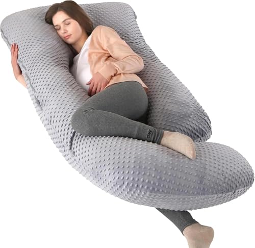 Image of Pregnancy Pillows for Sleeping, U Shaped Full Body Maternity Pillow for Pregnant Women with Removable Cooling Cover, Support for Back, HIPS, Legs, Belly, 57 Inch, Black
