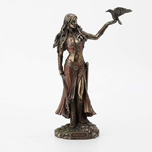 Veronese Design 10 1/4 Inch Celtic Goddess Morrigan with Crow and Sword Resin Statue Bronze Finish