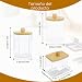 Imagen de Griwuut 4 Piezas Dispensador de Hisopos de Algodón de Acrílico con Tapas de Bambú Organizador para Almohadillas de Maquillaje Bola de Algodón Cosméticos Baño