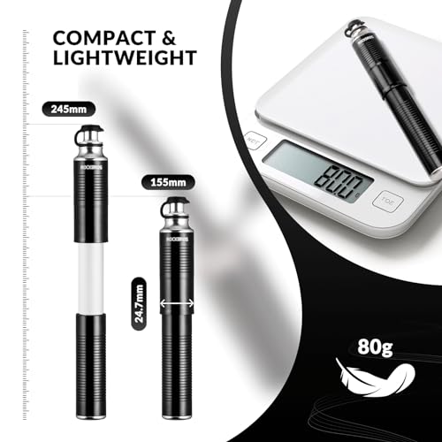 ROCKBROS Mini bomba de pneu de bicicleta portátil 110 PSI serve para bomba de ar de bicicleta Presta