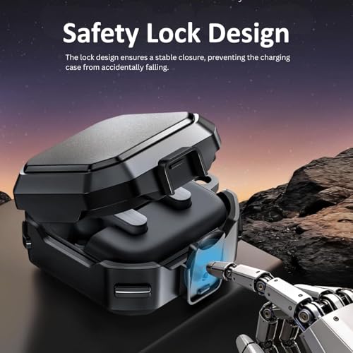 Image of Oboe Tough Case 'Compatible with' Samsung Galaxy Buds 4 & 4 Pro Case with Secure Lock Clip & Keyring (Black) [Buds & ChargingCase NOT Included]