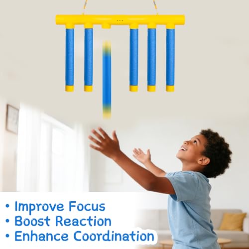Karlstruyn Reflex Drop Sticks Challenge Game, Hand Eye Coordination Reflex Challenge Training Toy, 3 Adjustable Speed Modes, Catching Reflex Sticks for Kids and Adults — view 2