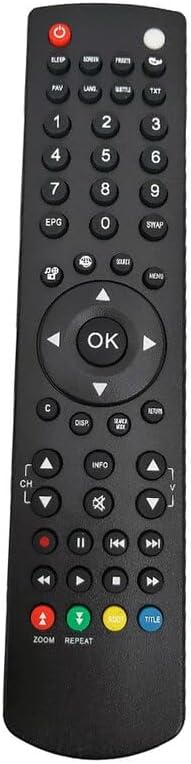 Front view of the Universal RC1910 remote control, showing all buttons and their labels.