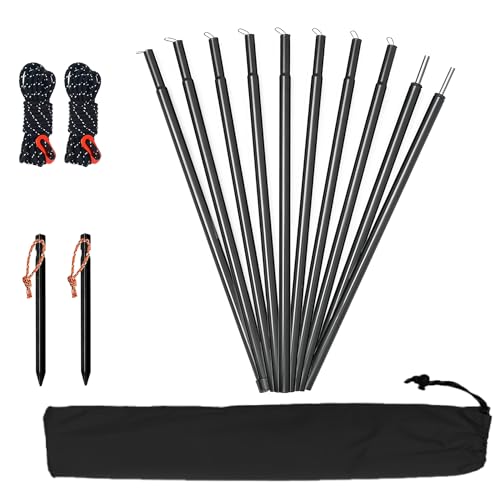 Tarp Poles Adjustable Canopy Pole Portable Camping Accessories 75in Heavy Duty Poles Thicker Tent Pole with a Diameter of 0.63in Rods for Camping Tarps Awnings Shelters Hiking Backpacking