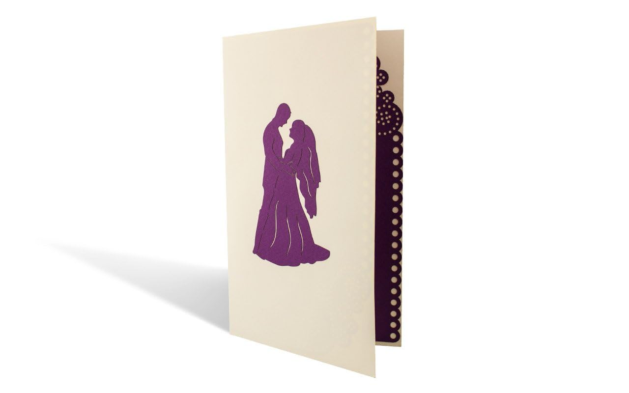 Biglietto auguri sposi 3d invito matrimonio laser pop up con motivo