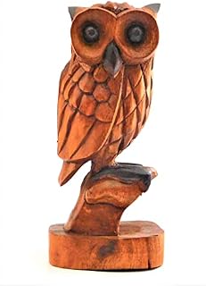Brave Wings Hand Carved Wooden Owl ~ Majestic Owl ~ OOAK Sculpture Figurine Statue Unique Table Decoration Home Decor Gift for Christmas and Birthdays ~ 4766