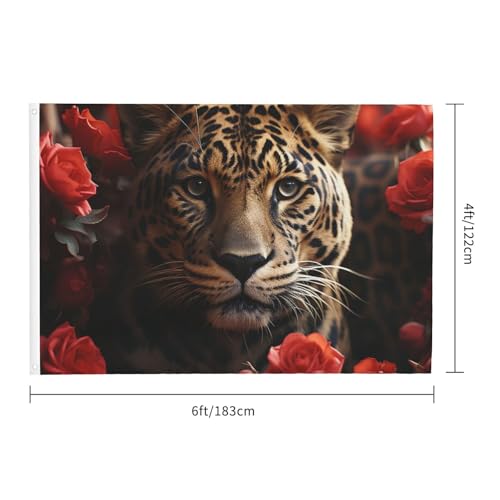 Drapeau pour extérieur double face rose rouge et tigre 1,2x1,8m