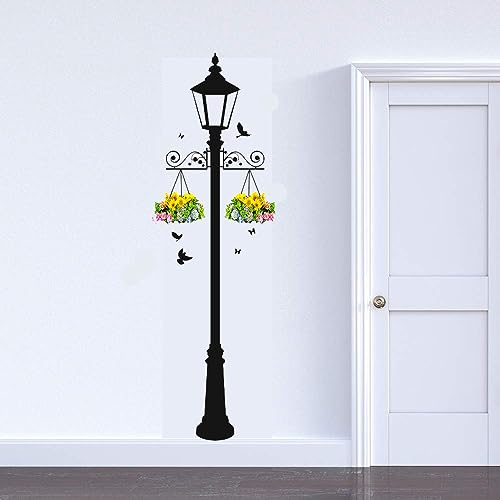 INKEDIFY 182 cm Antique Street Lamp with Flowers, Butterflies, Birds Wall Stickers Self Adhesive Sticker (Pack of 1) (B0CGDZQ8HC) Amazon Price History, Amazon Price Tracker