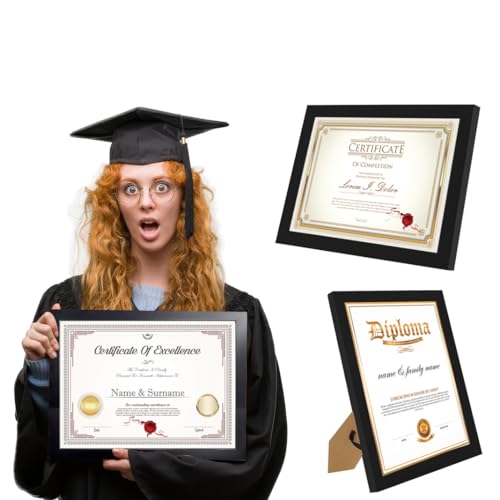 Image of KTKDE 8.5x11 Picture Frame set of 3, Certificate Document Frame Diploma Frames Black, Poster and Photo for Wall Hanging or Tabletop with Shatter Resistant Plexiglass Home Decor best gift